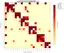 A cortical connectivity matrix rendered as a canvas topology: 23 Destrieux regions, source × destination, block-diagonal within each functional network with sparse specific cross-network edges