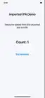The same app after an injected tap on Increment: Count: 1