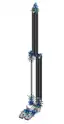 CAD view of a single long leg assembly with joints and foot components CAD view of a single long leg assembly with joints and foot components